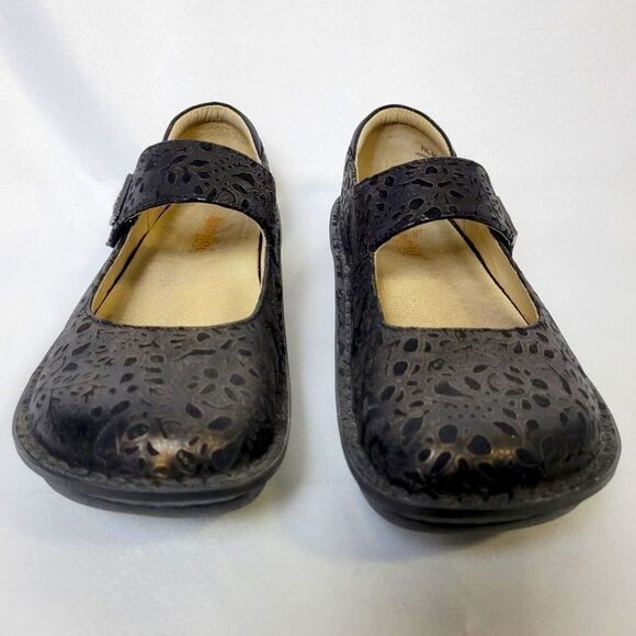 Alegria Paloma 845 TREASURE Bronze Black Textured Floral Slip On Mary Jane Clogs - Picture 6 of 16
